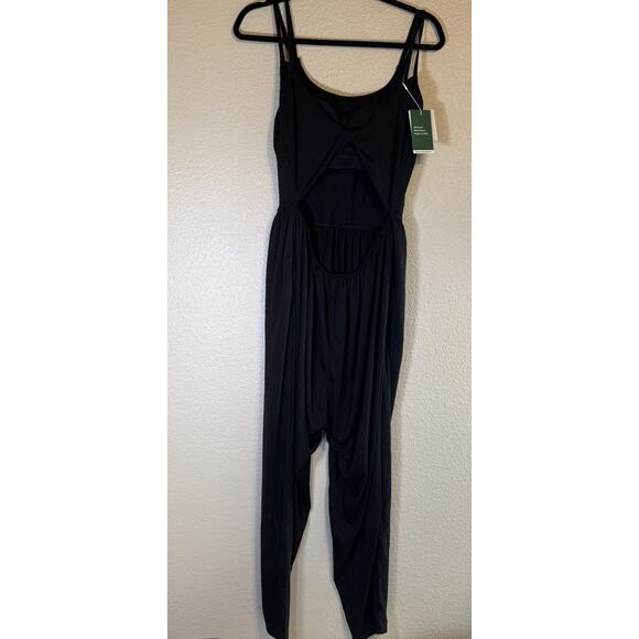 NWT Halara Size Large Pocket Harem Casual Jumpsuit-Easy Peezy Black Double Strap - Picture 9 of 13